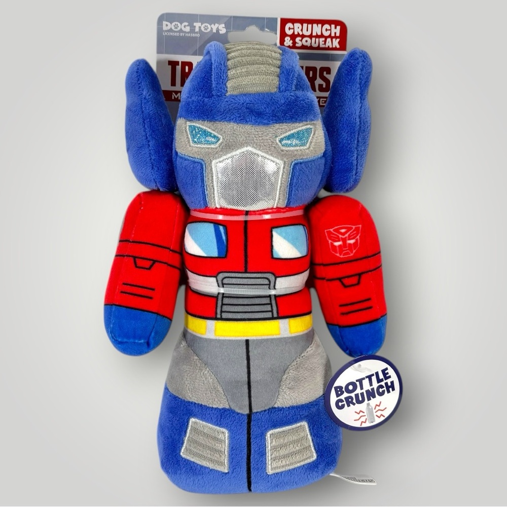 NEW Hasbro Transformers Optimus Prime Dog Toy Plush Squeak Crunch